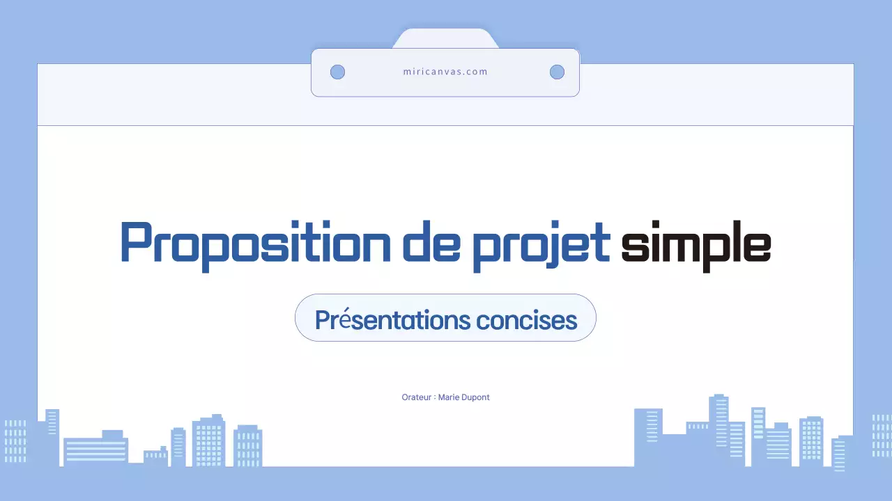 Planification d'une proposition simple en bleu clair