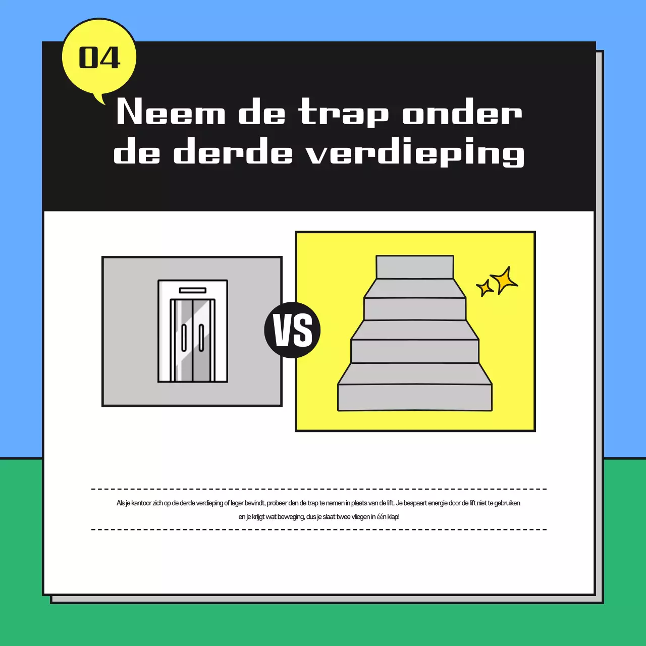 Een leuke energiebesparende campagne in lichtblauw en groen