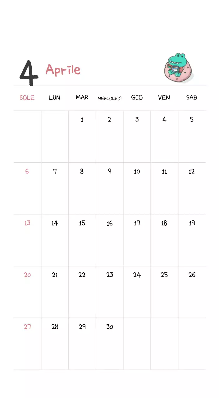 Un calendario con un simpatico concetto di illustrazione di Ago