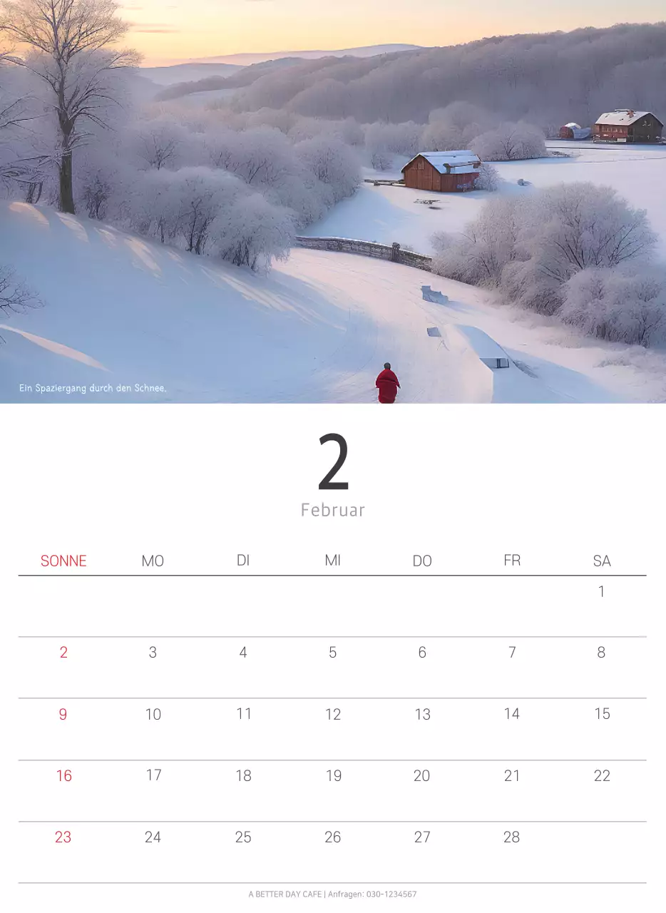 Weißer sauberer botanischer Naturkalender