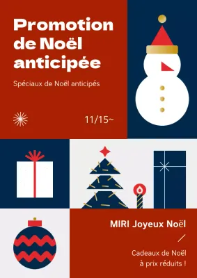 Promouvoir un simple affichage de Noël en rouge et bleu marine