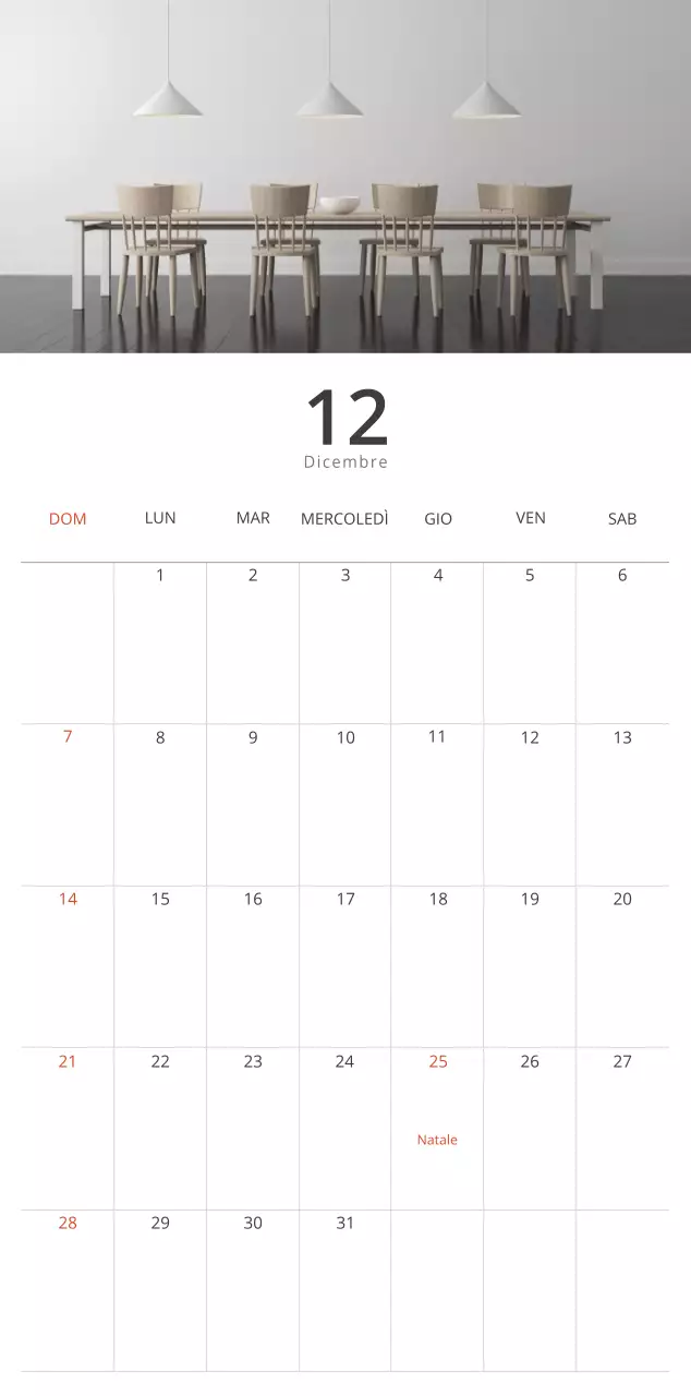 Calendario interno minimalista beige