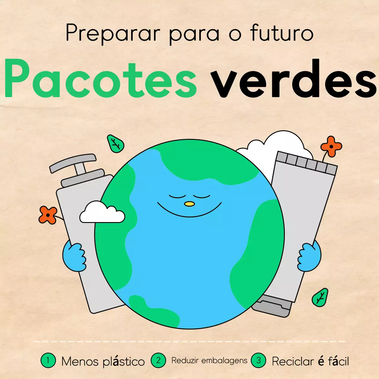 Promover uma embalagem ecológica limpa, verde e azul clara