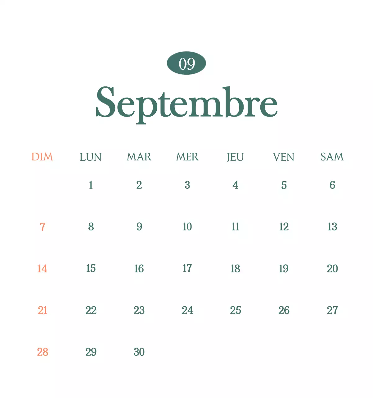 Un calendrier moderne pour les cafés avec des recommandations sur la boisson du mois.