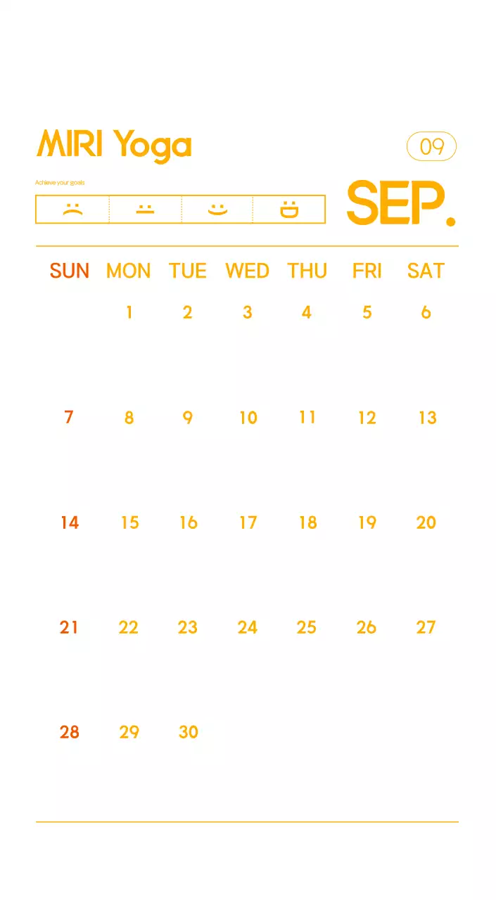 Orange Minimalist Yoga Promotional Calendar