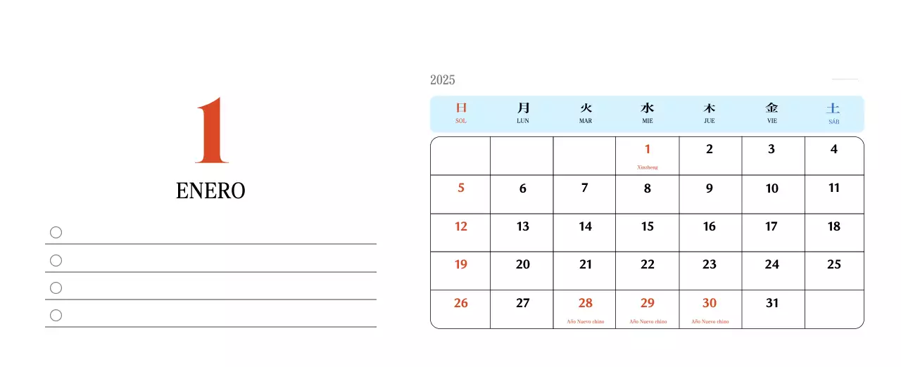 Calendario retro concept memory en rojo