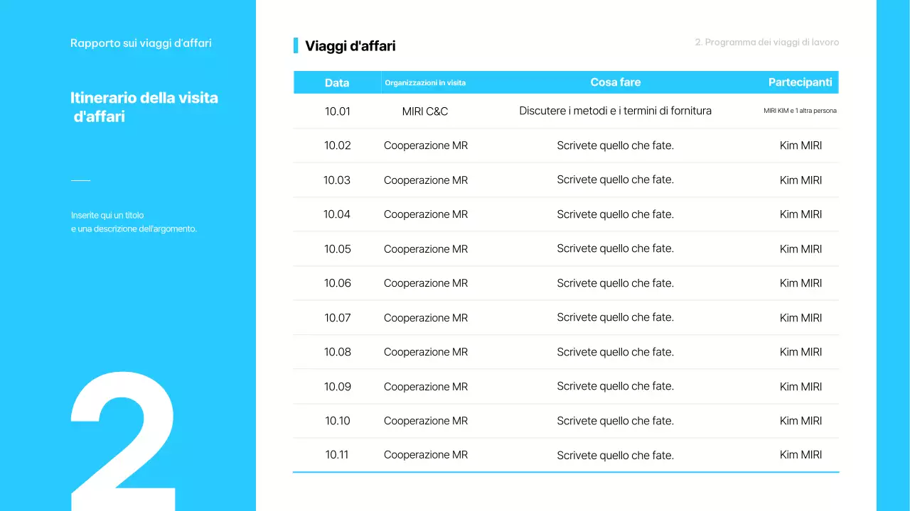 Descrizione del viaggio d'affari minimalista blu chiaro