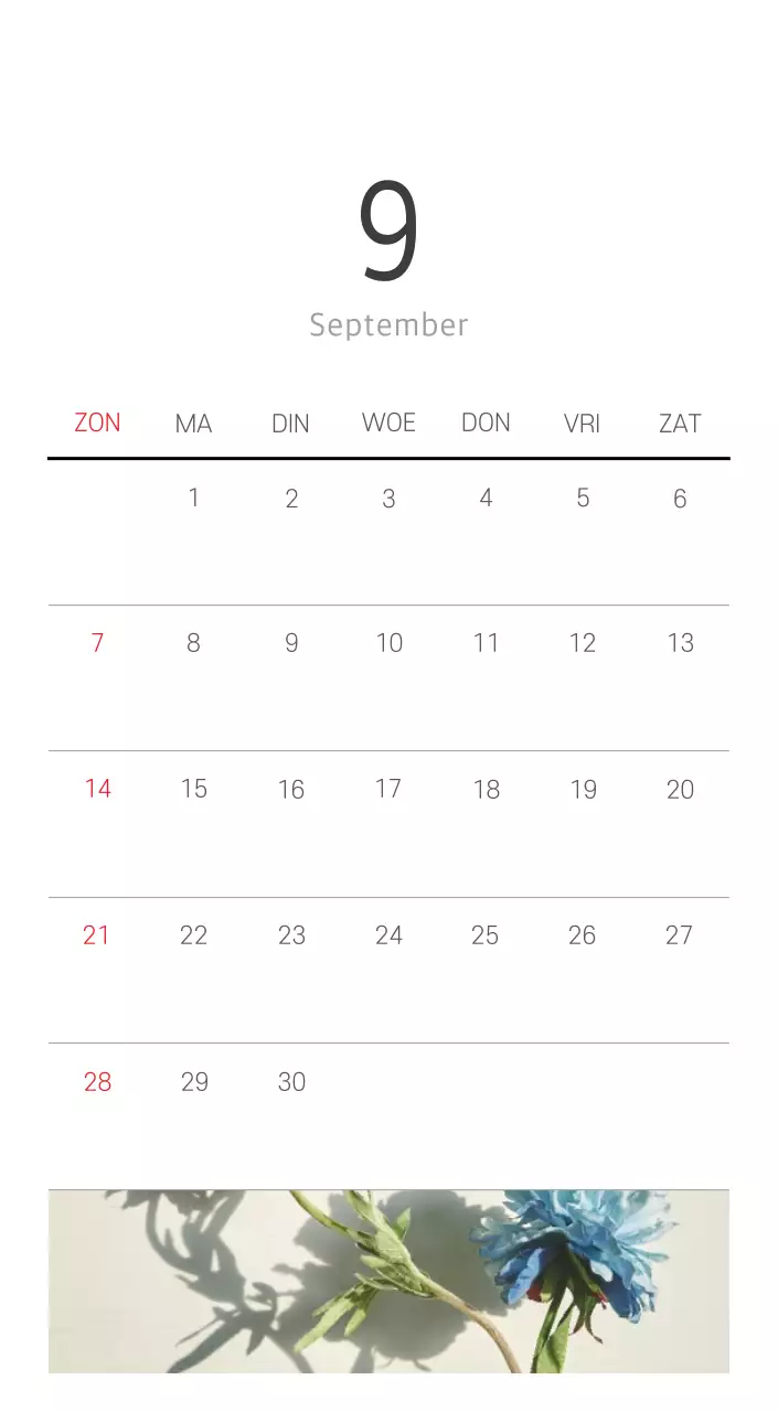 Witte schone botanische natuurkalender