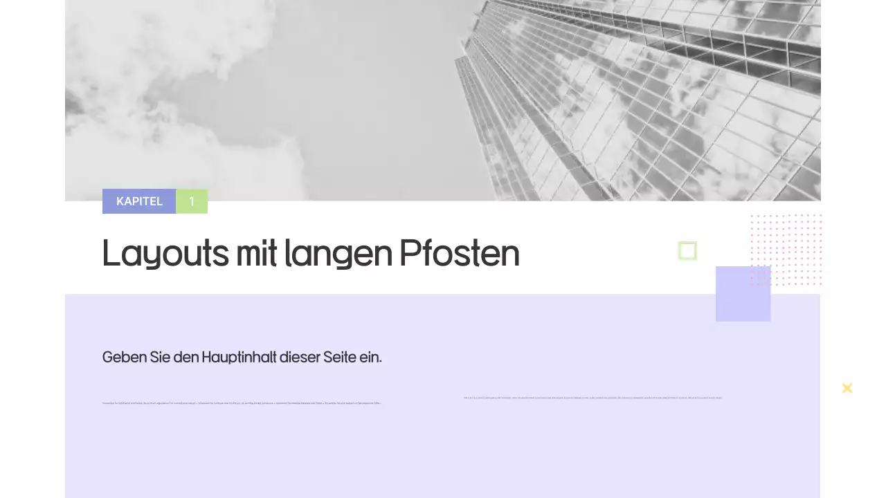 Prospekt mit einfachen Formen in Lila und Grau