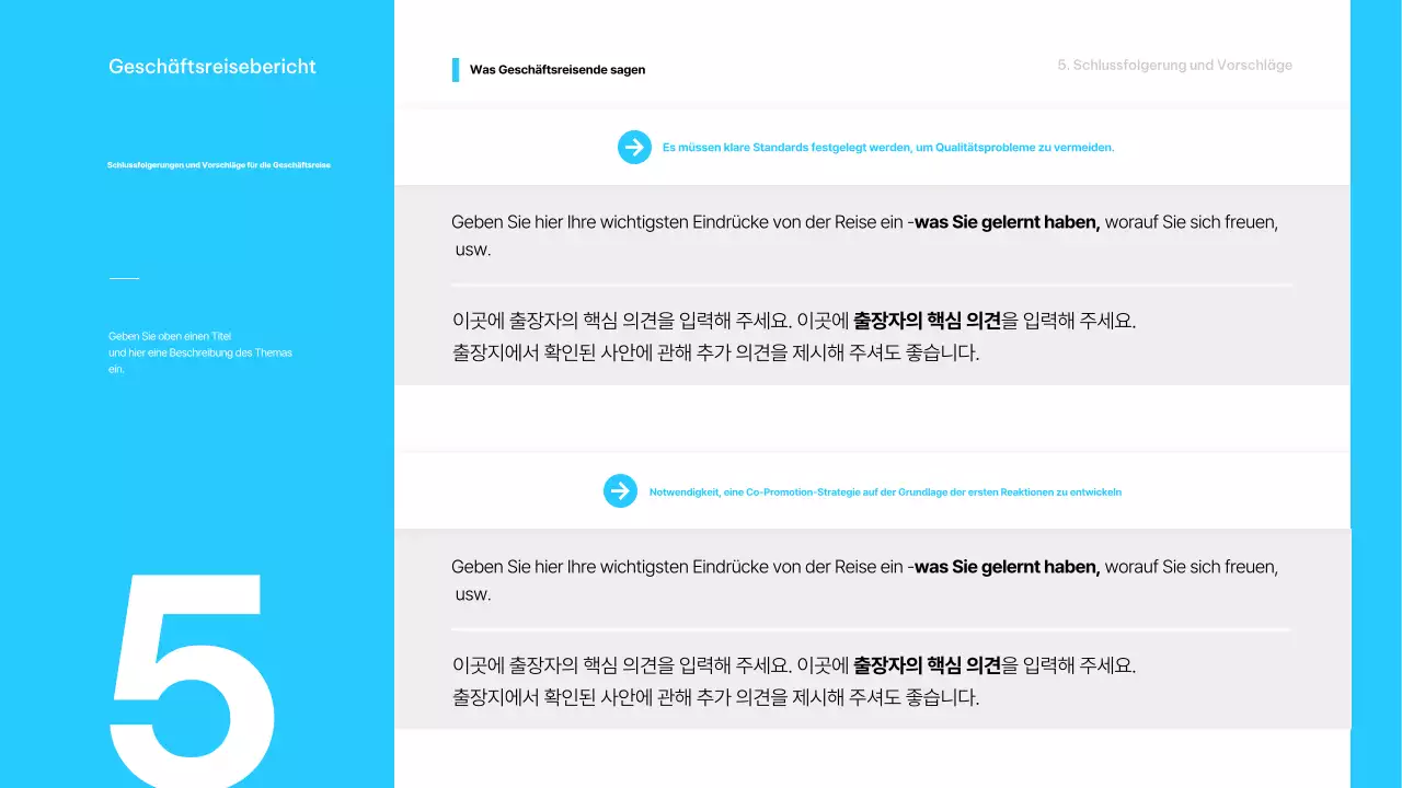 Hellblaue minimalistische Geschäftsreise Beschreibung