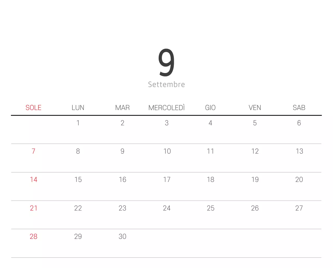 Calendario botanico naturale bianco e pulito