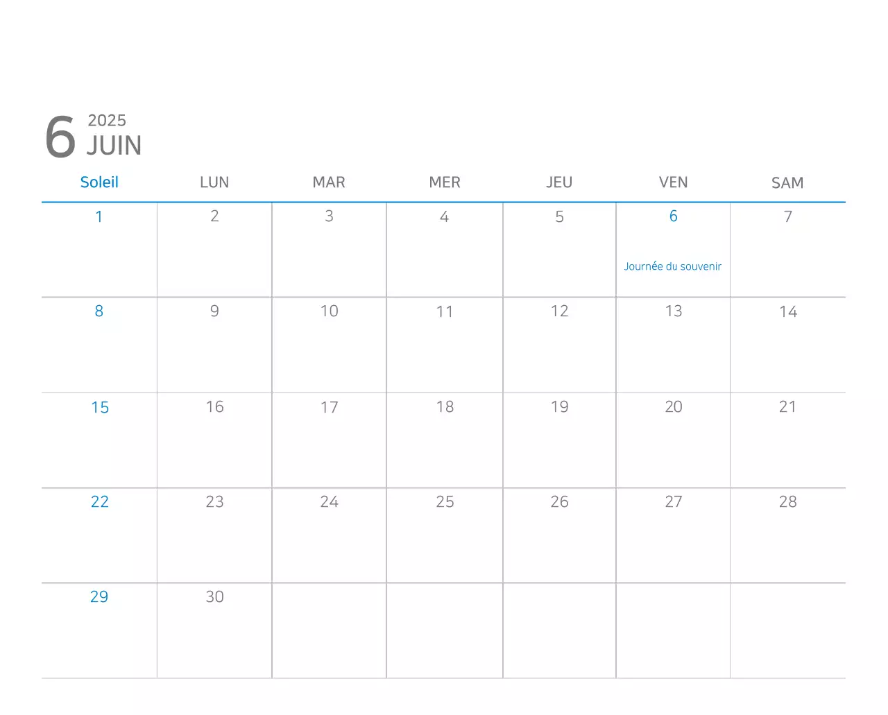 Calendrier moderne bleu Calendrier