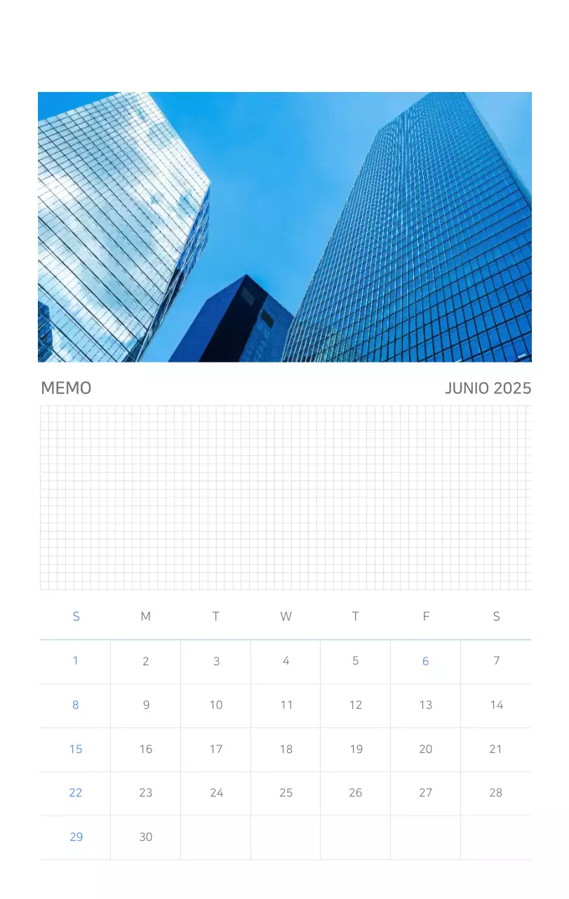 Calendario moderno azul Promociones de empresa