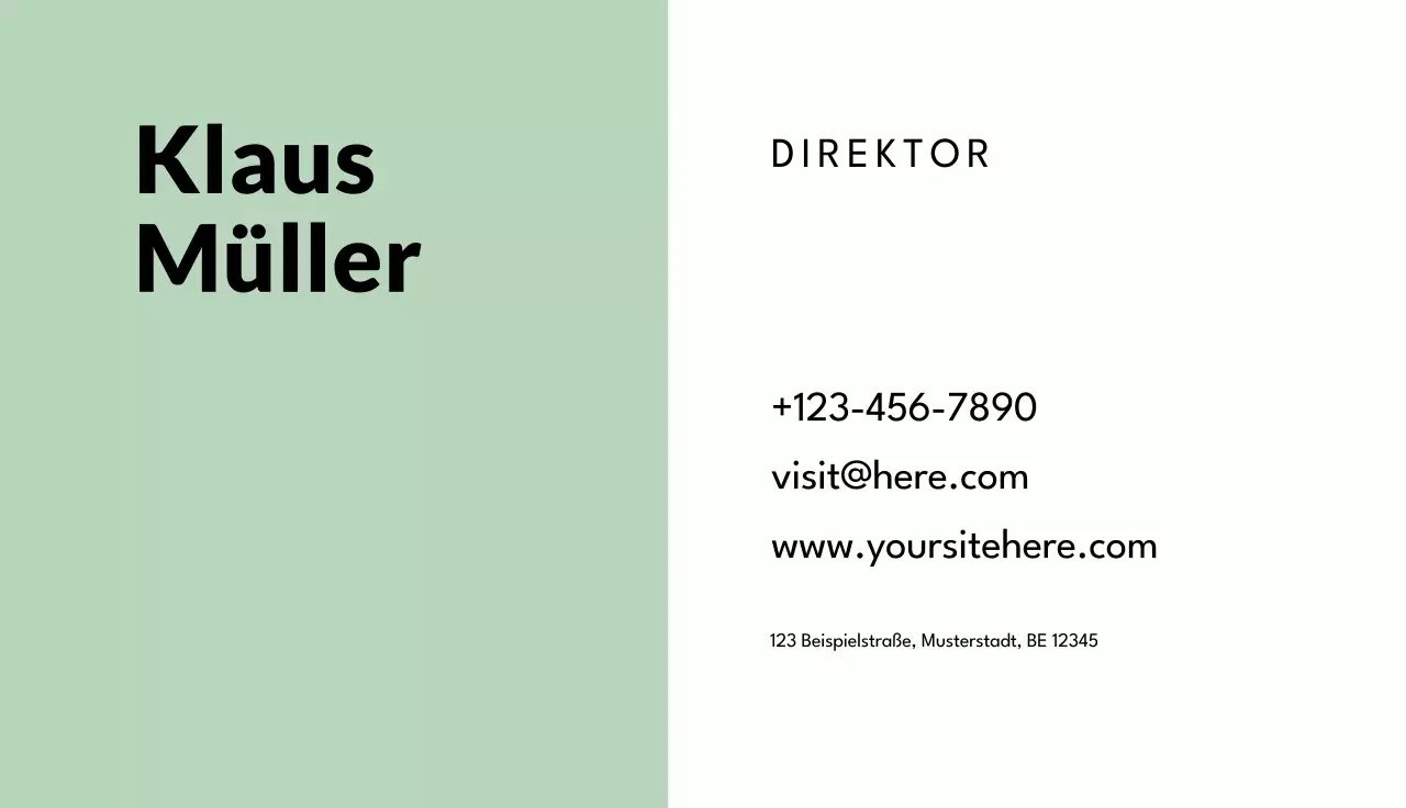 Minzminimalistische Visitenkarte