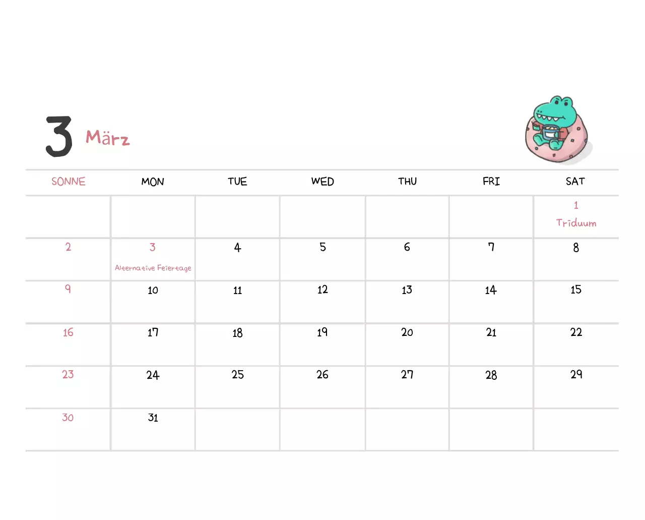 Ein Kalender mit einem niedlichen Ago-Illustrationskonzept