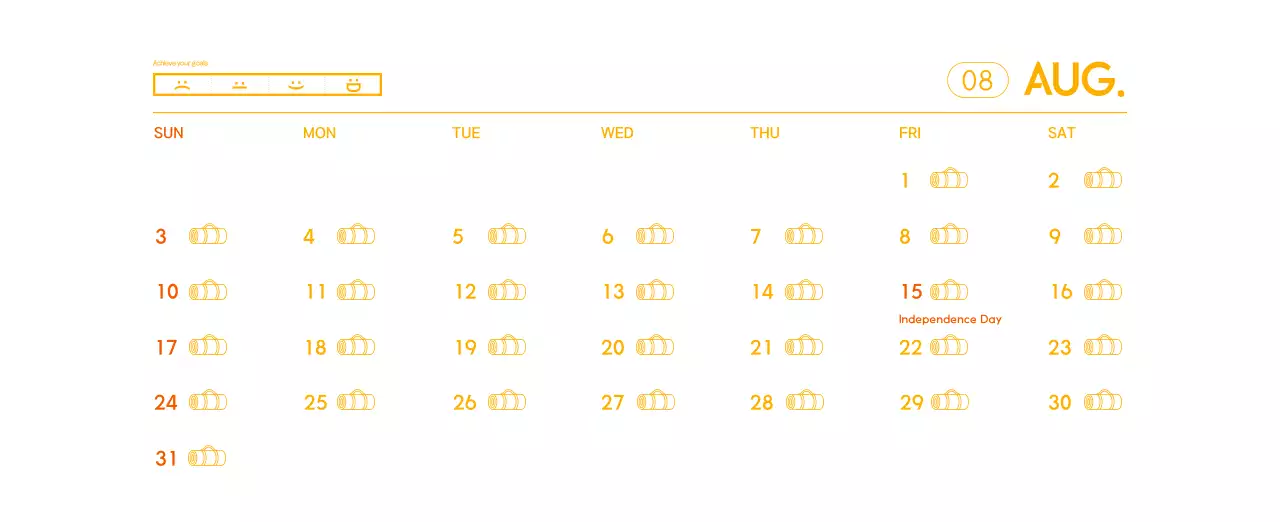 Orange Minimalist Yoga Promotional Calendar