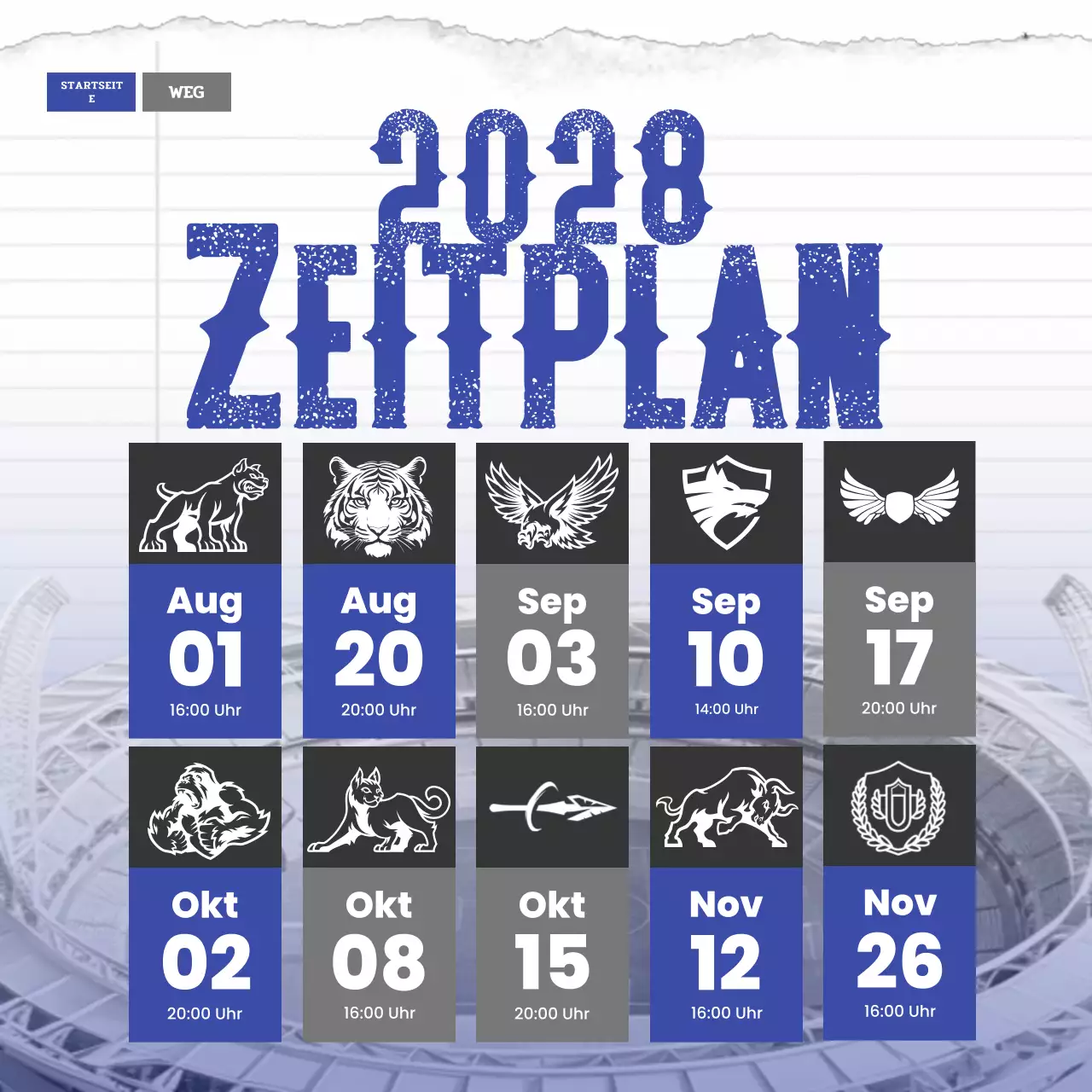 blauer moderner Sportkalender