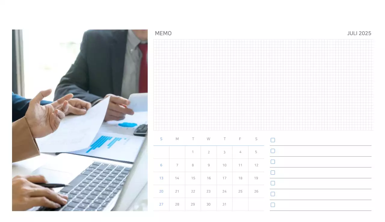 Blauer moderner Kalender Kalender