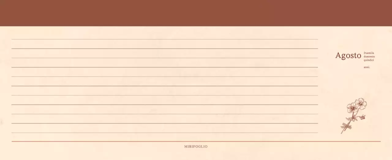 Un calendario sentimentale per fioristi in carta di lana marrone chiaro e marrone.