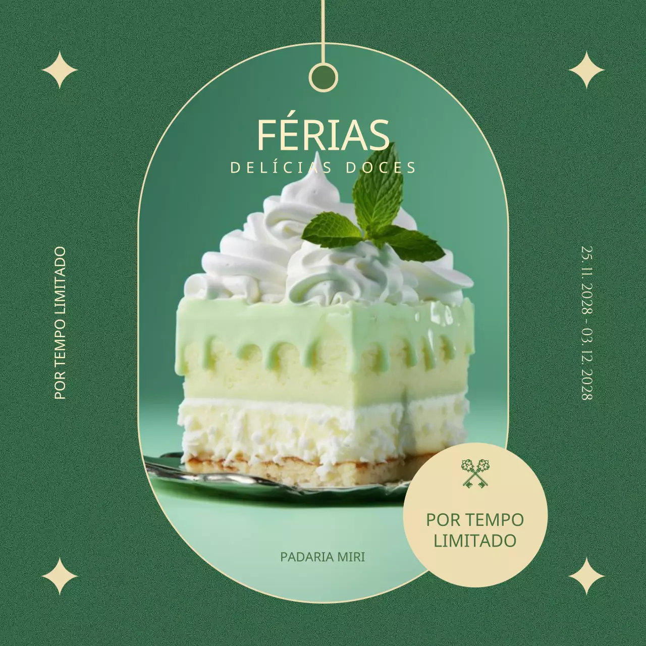 menu de bolos verdes clássicos de Natal