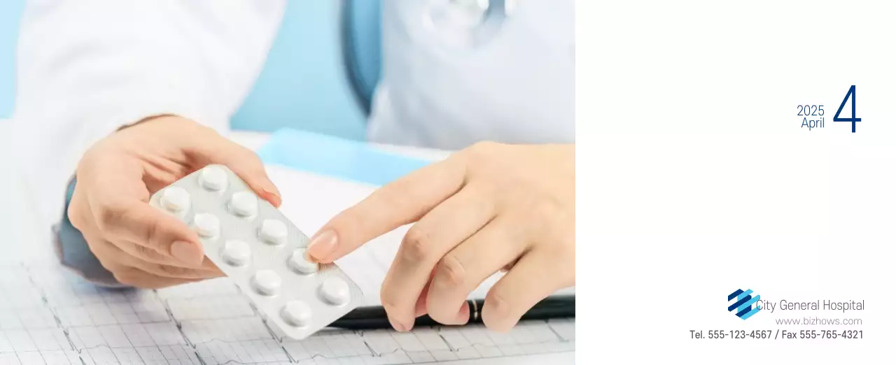 Navy White Simple Hospital Promotional Calendar