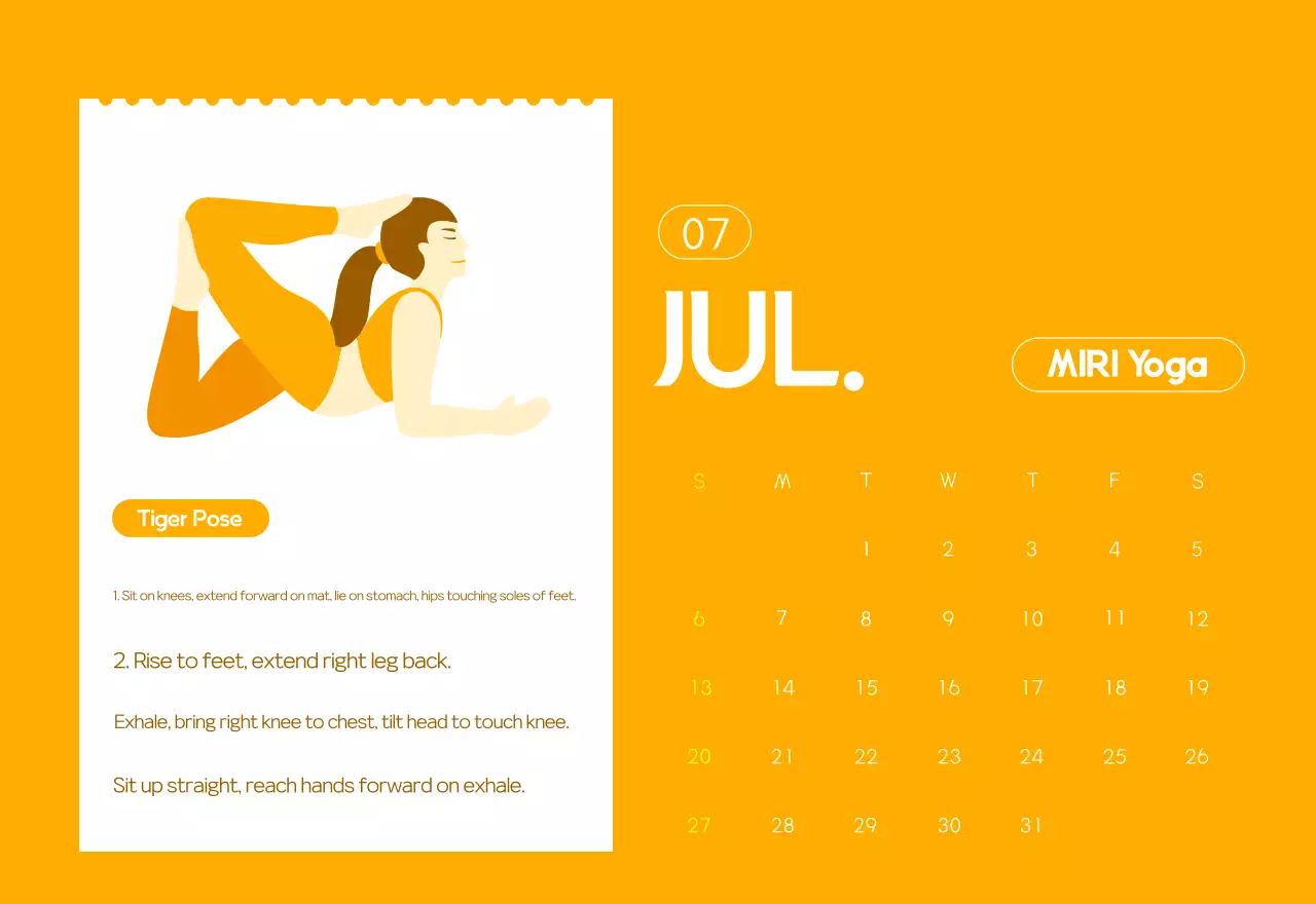 Kalender Promosi Yoga Minimalis Oranye