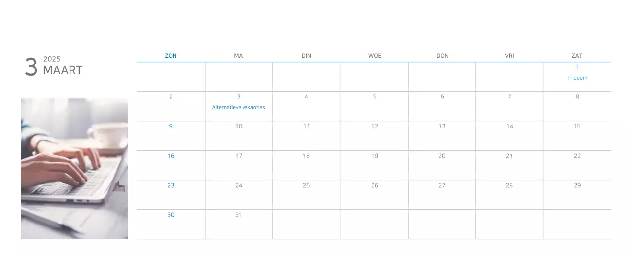 Blauwe moderne kalender bedrijfspromoties