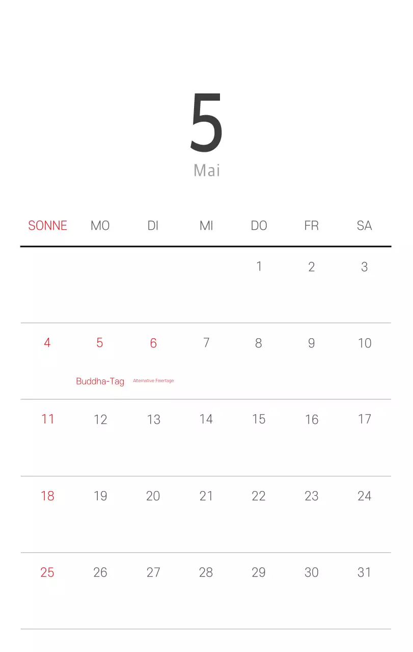 Weißer sauberer botanischer Naturkalender