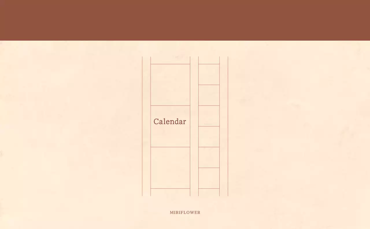 Kalender toko bunga sentimental dengan konsep kertas tenun berwarna coklat muda dan coklat