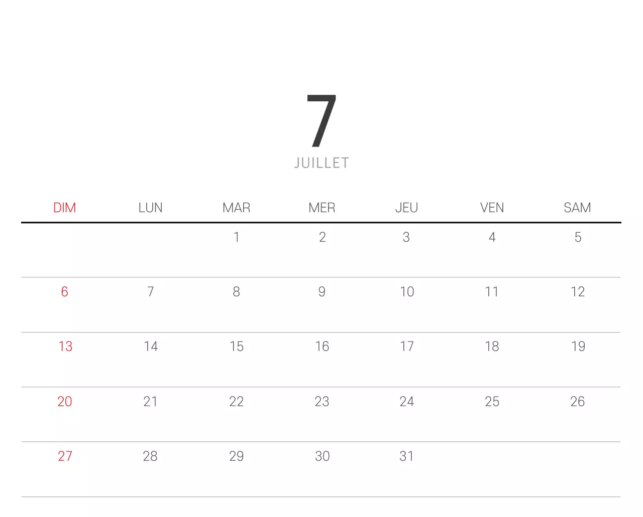 Calendrier botanique blanc et propre