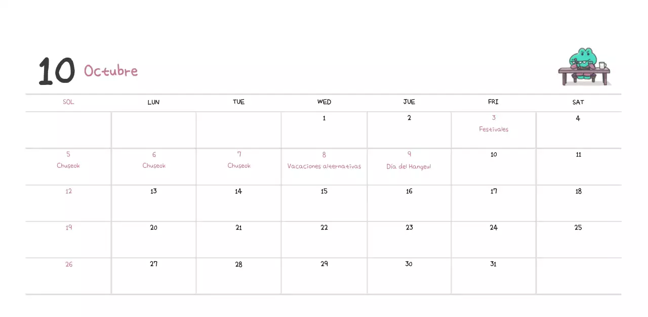 Un calendario con un bonito concepto de ilustración de Ago