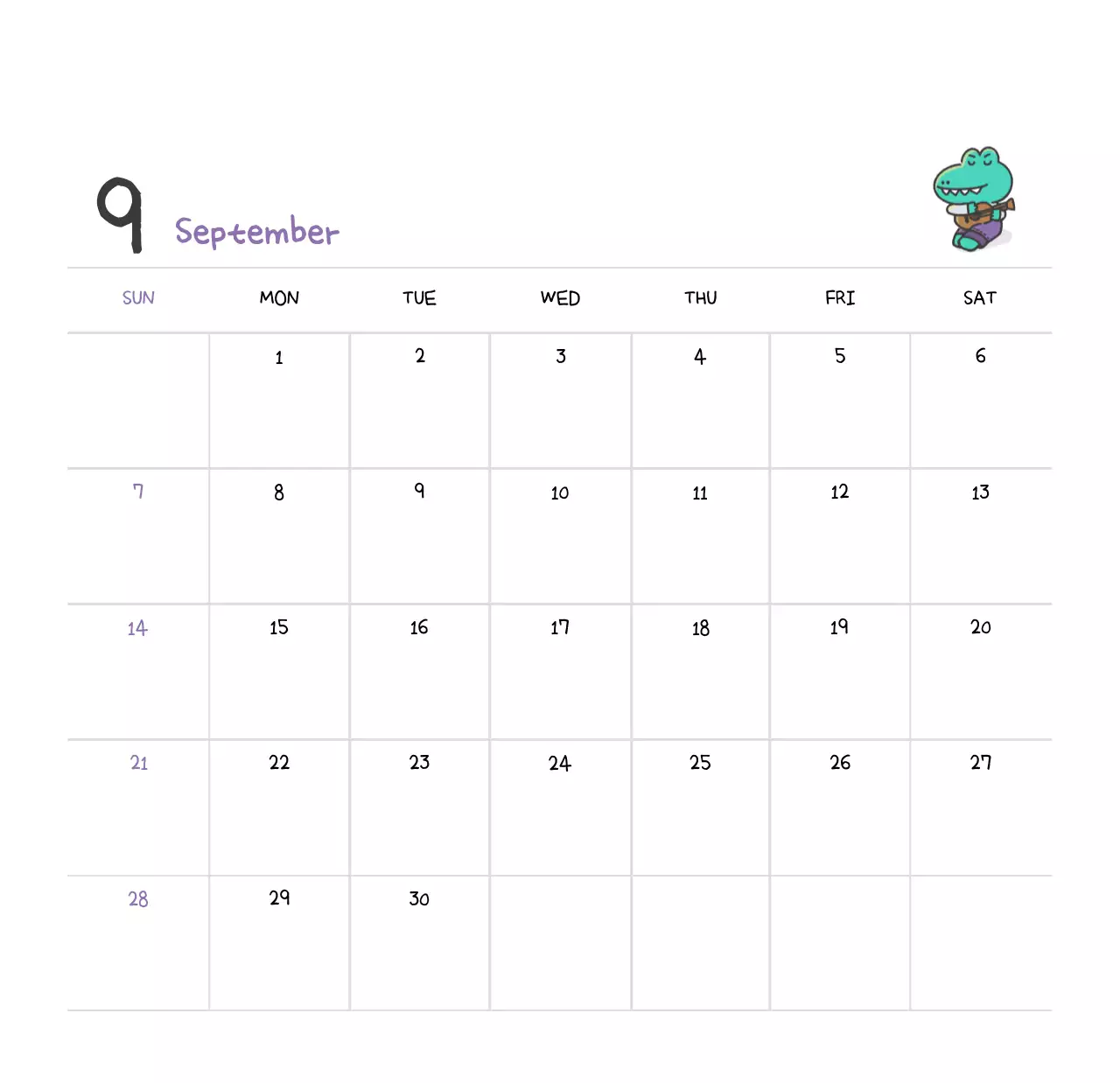 Kalender dengan konsep ilustrasi Ago yang lucu