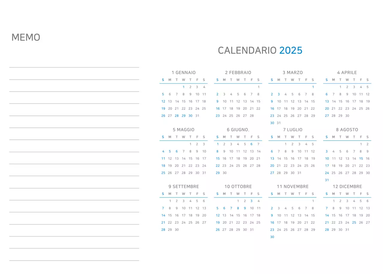 Calendario blu minimalista Promozioni aziendali