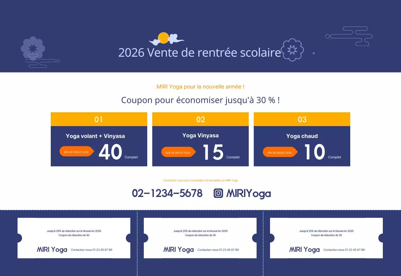 Calendrier promotionnel de yoga minimaliste orange