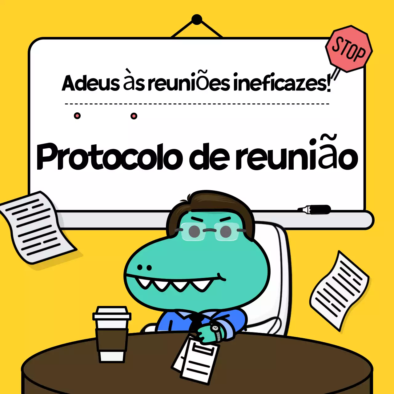 O boletim informativo amarelo e bonito da reunião de empresa