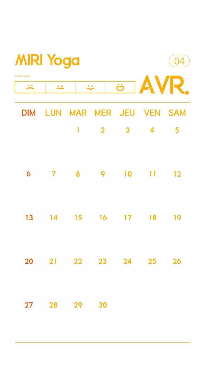 Calendrier promotionnel de yoga minimaliste orange