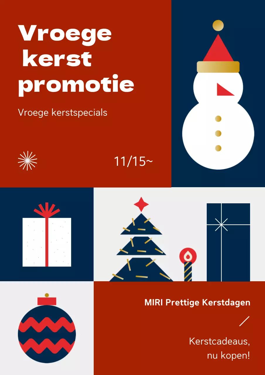 Promoot een eenvoudig kerstdisplay in rood en marineblauw