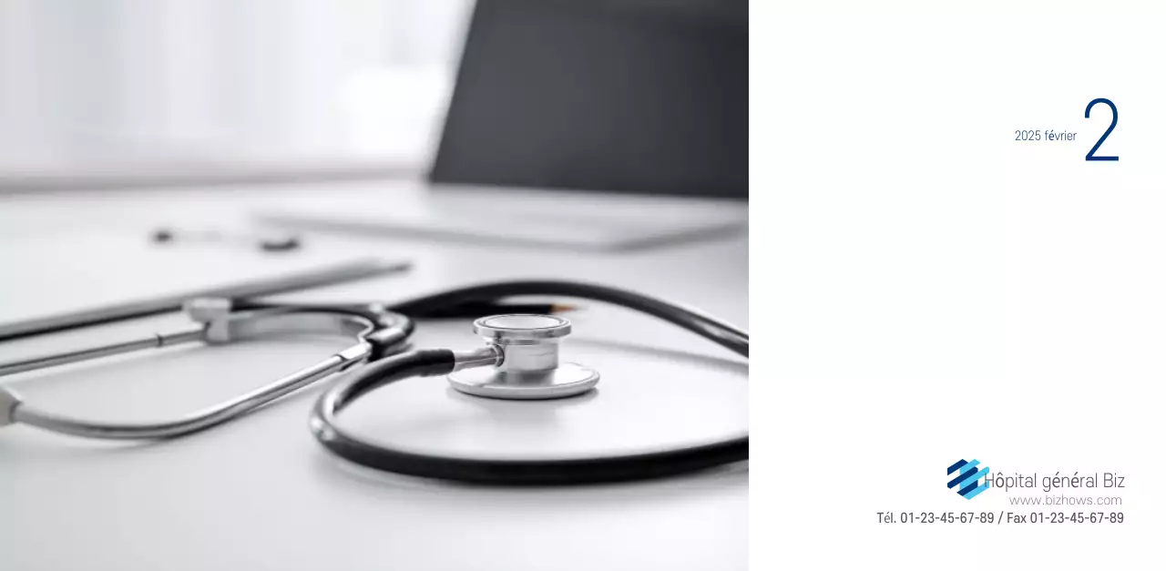 Calendrier promotionnel d'hôpital simple blanc marine