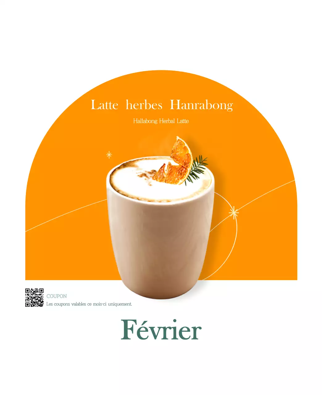 Un calendrier moderne pour les cafés avec des recommandations sur la boisson du mois.