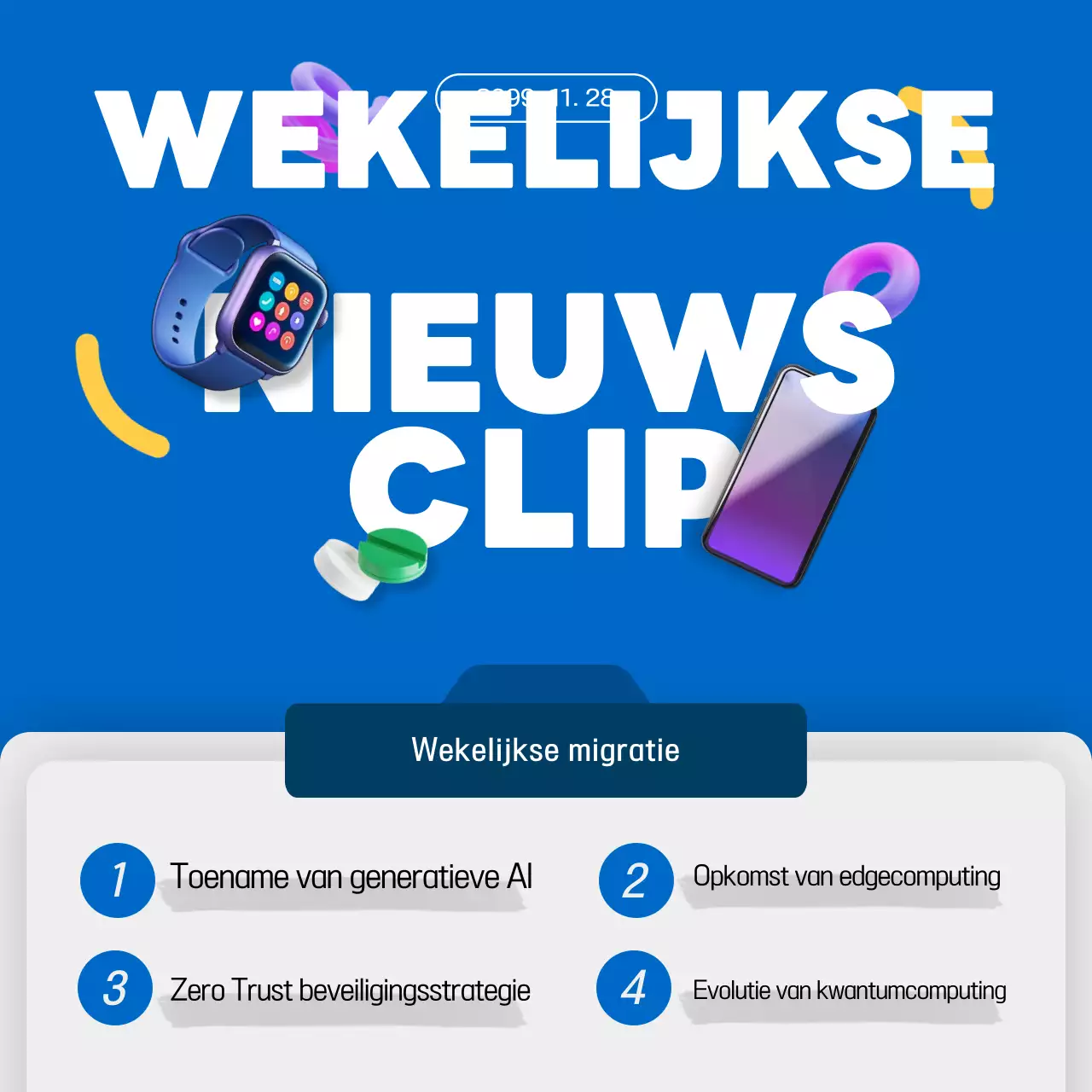 Over moderne technologie nieuws in blauw en wit