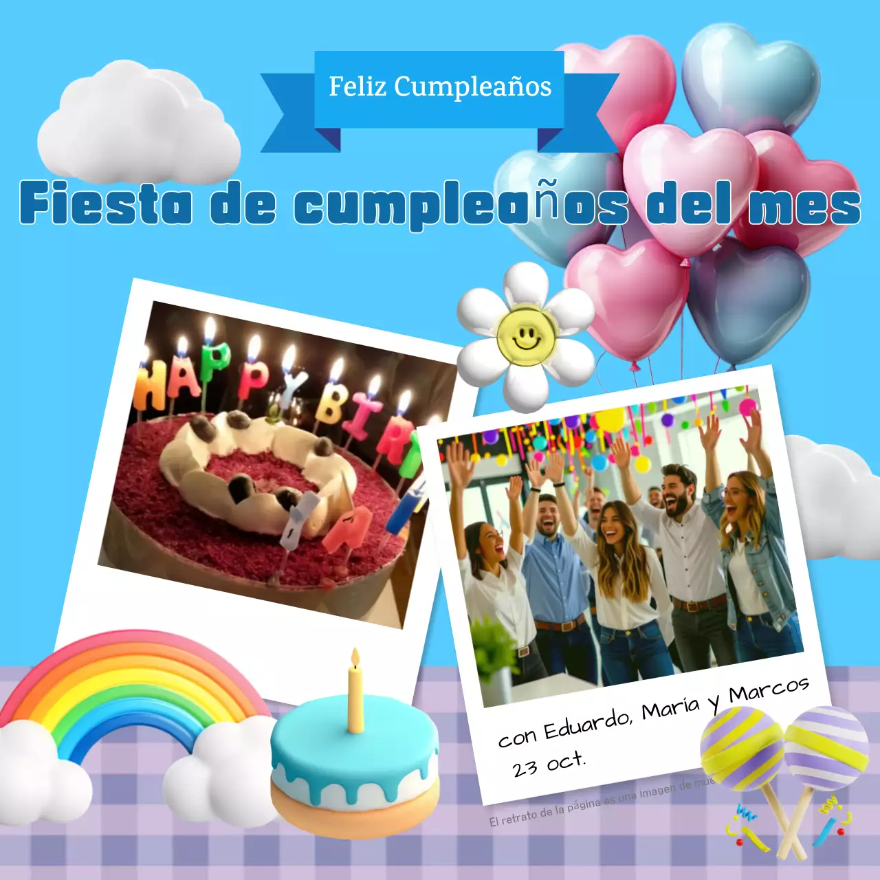 Una celebración de cumpleaños celeste