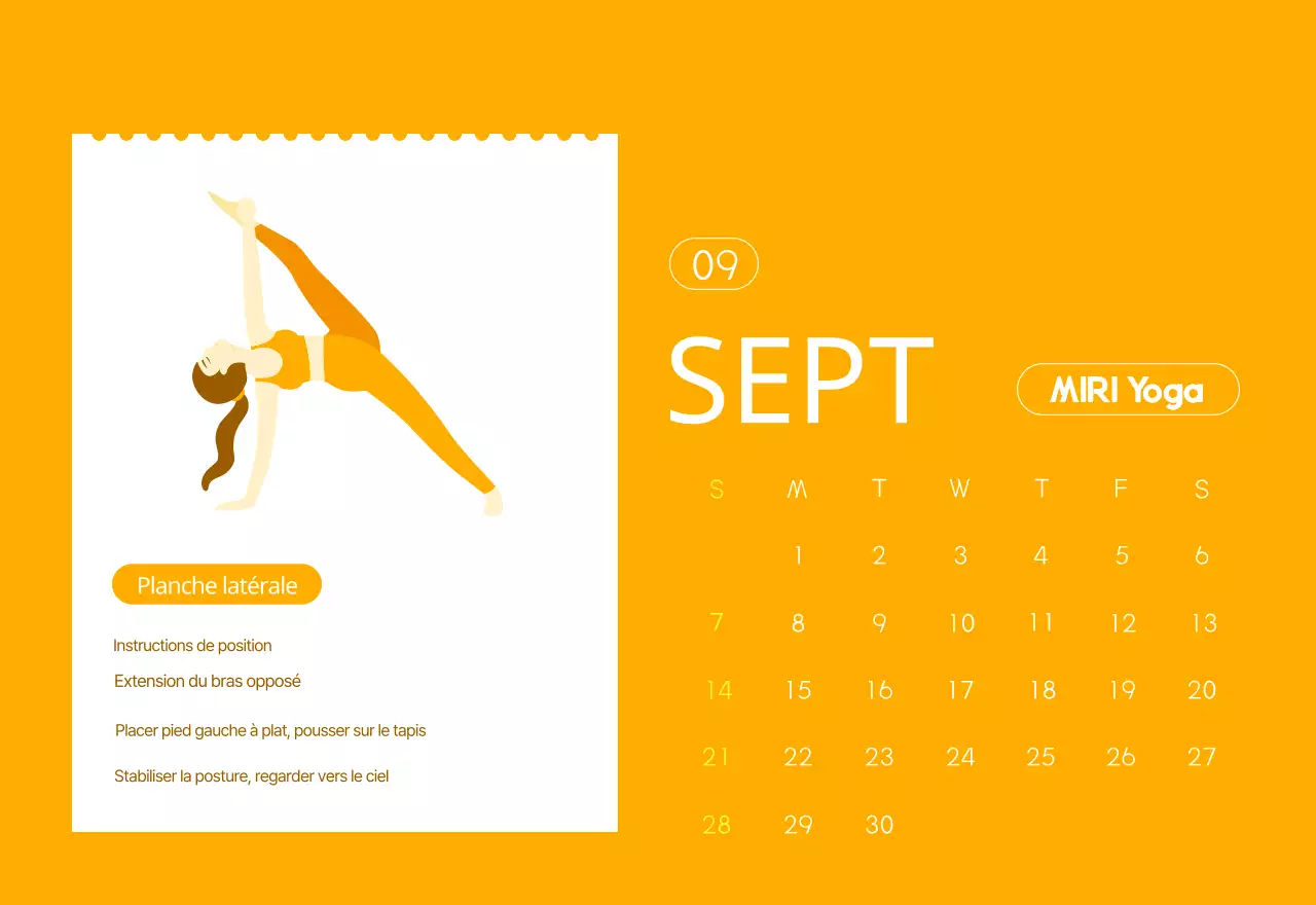 Calendrier promotionnel de yoga minimaliste orange