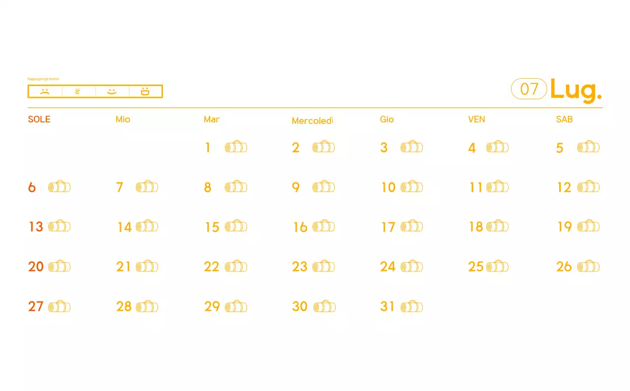 Calendario promozionale arancione dello yoga minimalista