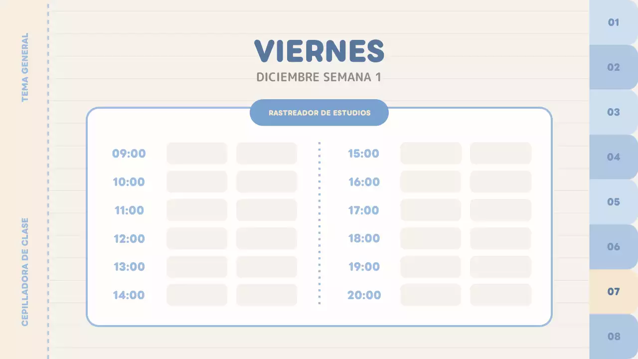 planificador de clases azul liso