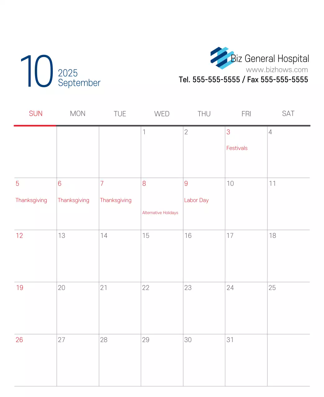 Kalender Promosi Rumah Sakit Sederhana Putih Angkatan Laut