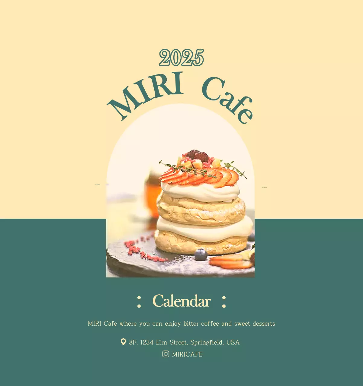 A modern cafe calendar with drink of the month recommendations