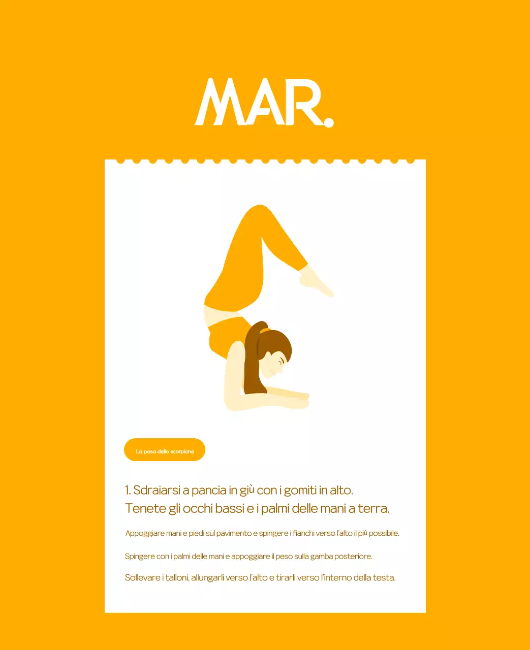 Calendario promozionale arancione dello yoga minimalista