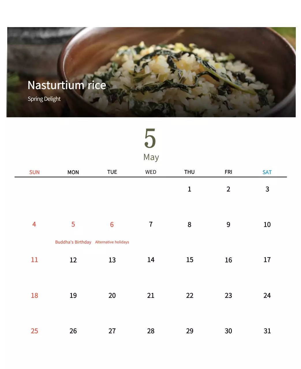Kalender Makanan Tradisional Krem