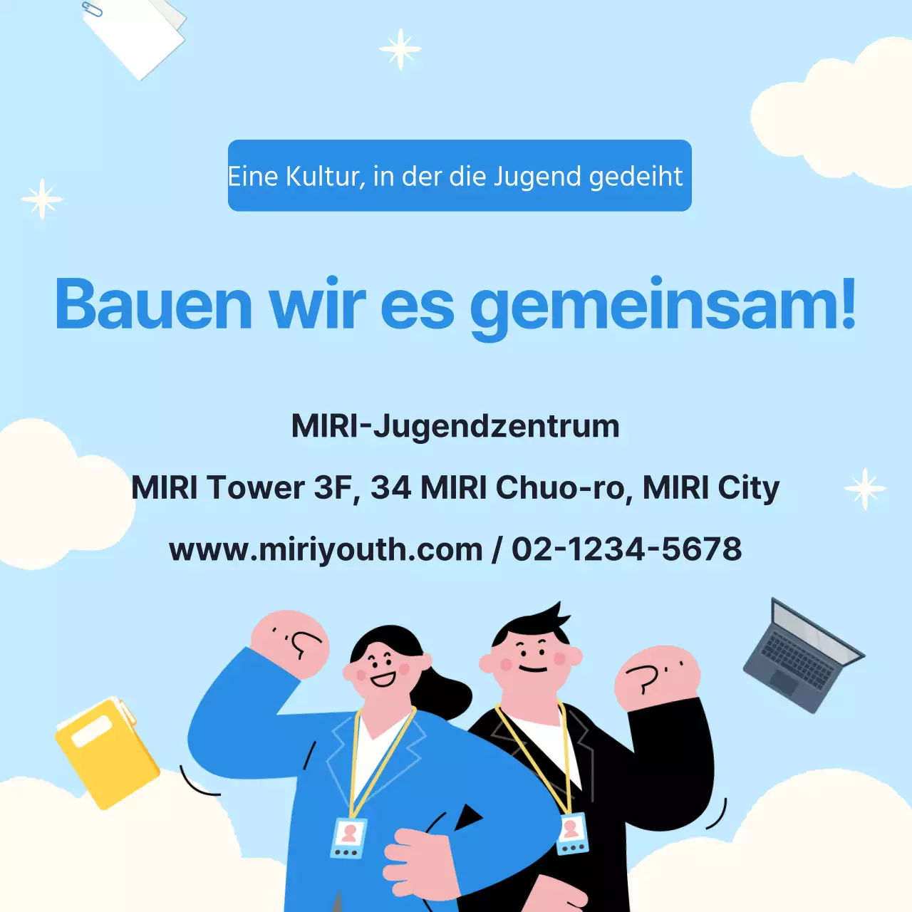 Rekrutierung von jungen Männern in hellblau