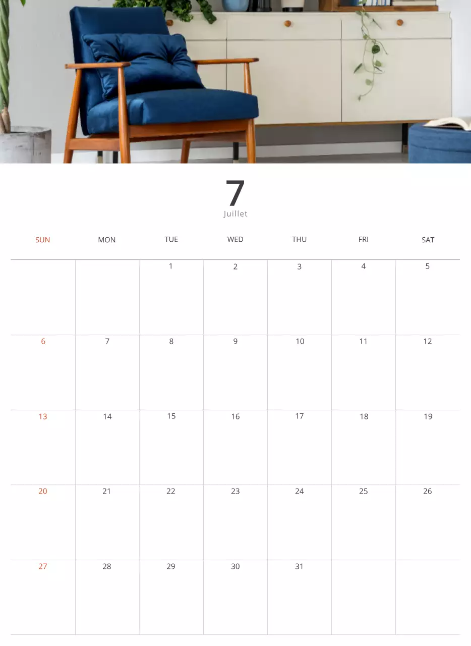 Calendrier intérieur minimaliste beige